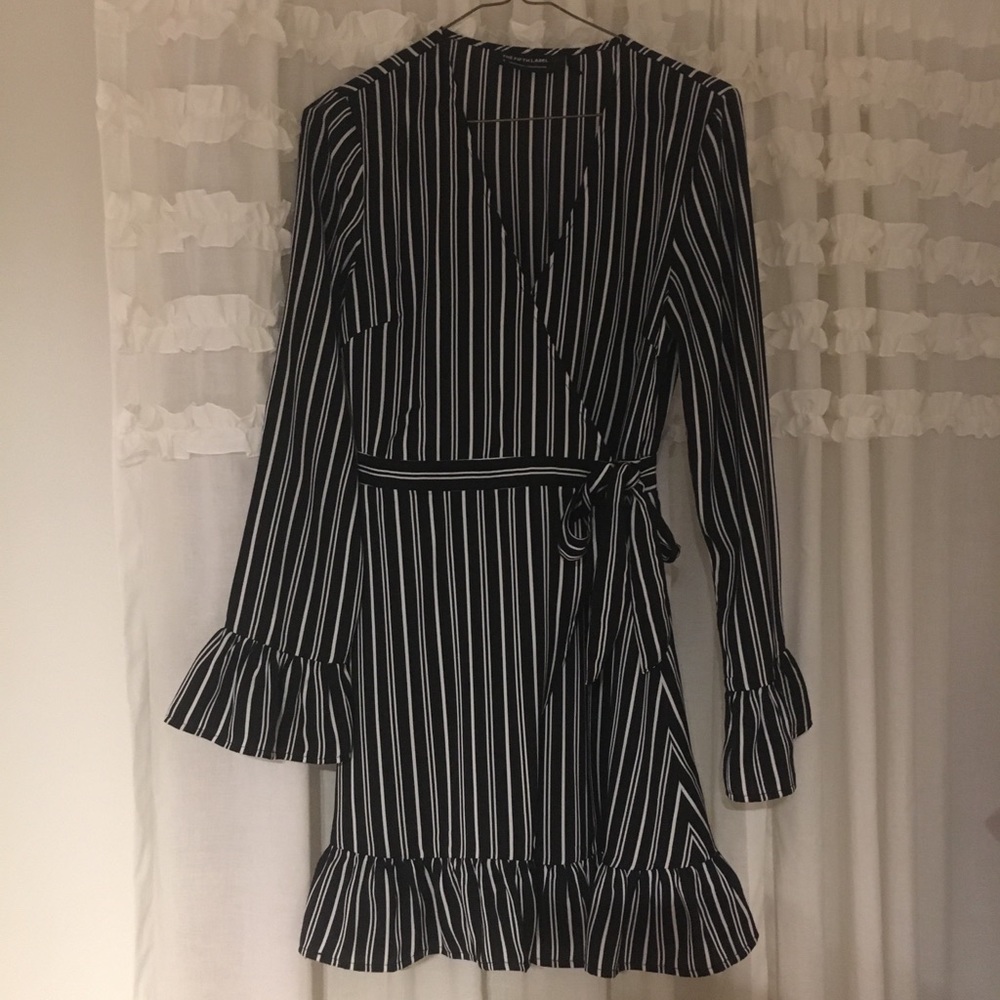 Nordstrom Black and White Stripe Wrap Dress - Picture 3 of 6